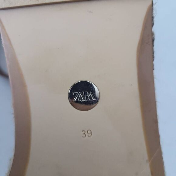 ZARA Tan Leather Hessian Wedge Sandals Shoes Size 39 UK 6 US 8 Summer Holiday - Picture 8 of 10